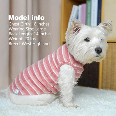 KYEESE 2Pack Waffle Dog Shirts, Lightweight Sleeveless Dog T Shirts for Large Dogs Girl, Breathable Pet Vest Comfort Tank Top Soft Dogs Clothes for Daily Wear, Pink+Striped, 3XL