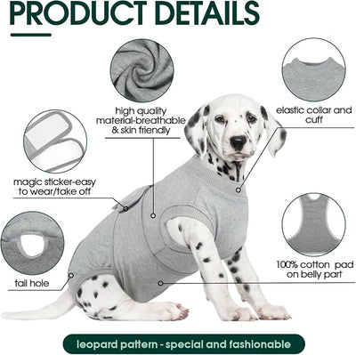 Kuoser Dog Recovery Suit for Male Dogs, Post-Surgery Bodysuit for Spay Neuter, Dog Onesie After Surgery, Anti-Licking Pet Surgical Recovery Suit, Gray S