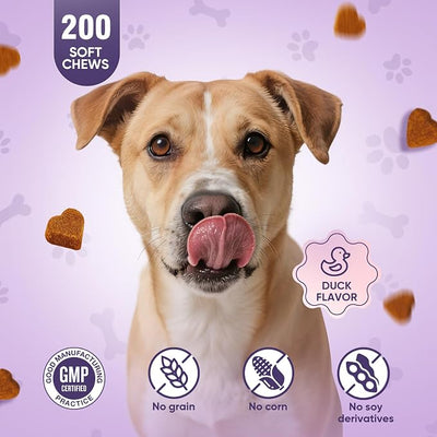Glucosamine for Dogs 200pcs Joint Support Supplement Dog Hip and Joint Chondroitin Chews Treats with MSM Dog Joint Pain Relief Mobility Supplements Duck Flavor Fit All Large Small Medium Breed