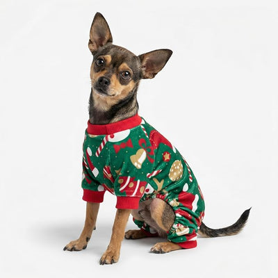 Fitwarm Christmas Dog Pajamas, Dog Winter Clothes for Small Dogs Boy Girl, Lightweight Velvet Pet Jammies, Red, Green, XSmall