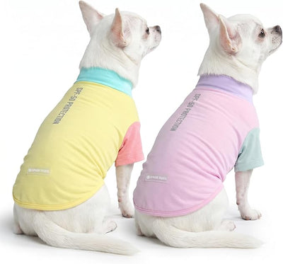 Spark Paws Sunblock Dog T-Shirt, SPF30 Protection, Lightweight Breathable Quick Dry for Dogs with Sensitive Skin - Gelato & Yuzu (Set of 2) - Size S