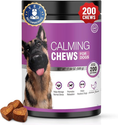 Calming Chews for Dogs 200pc Dog Calming Treat and Bites with Melatonin - Anxiety and Stress Relief Treats for Dogs Puppy Sleep Aid Calm Dog with Noise,Thunder, Barking, Separation,Chewing