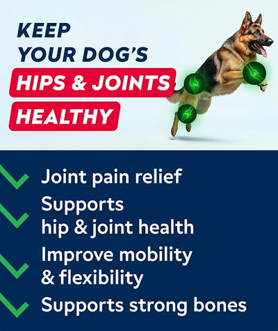 Glucosamine Treats for Dogs - Joint Supplement w/ Omega-3 Fish Oil - Chondroitin, MSM - Advanced Mobility Chews - Joint Pain Relief - Hip & Joint Care - Peanut Butter Flavor - 180 Ct - Made in USA