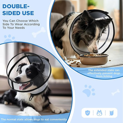 BONTHEE Dog Cone Collar for Surgery Recovery,Adjustable Transparent Pet Recovery Collar for Large Medium Small Dogs & Cats, Protective Elizabethan E-Collar for Wound Healing, Anti-Lick & Bite-L