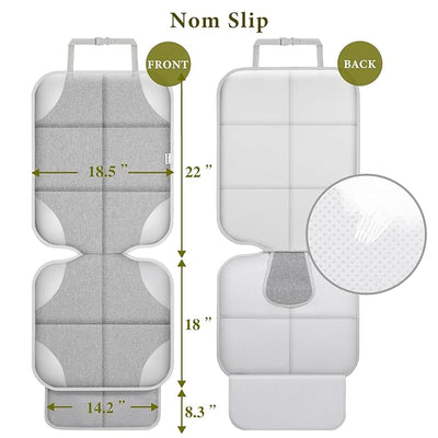 Meolsaek Car Seat Protector for Child Car Seat, Durable 600D Fabric Waterproof Car Seat Cover with Thick Pad Non-Slip Backing，No Imprints (Silver Gray-2pcs)