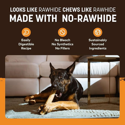 Earth Animal No Hide Chews - Long Lasting Rawhide Free Large Dog Chews Rolls, Chicken - 2 Count