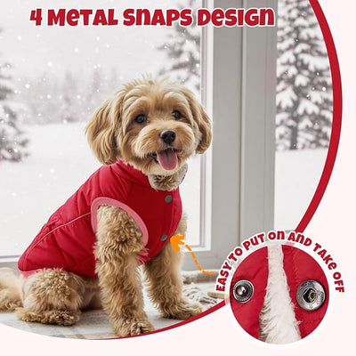 SlowTon Dog Coat - Warm Dog Winter Coat Waterproof, Reflective Winter Jacket with Pocket, Puppy Fleece Vest Pet Apparel Cold Weather Clothes for Small Medium Large Dogs Boy Girl (Red, XS)