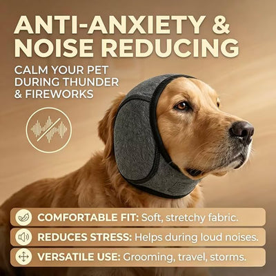 Dog Ear Muffs Noise Protection, 2026 Adjustable Silent Elastic Calming Dog Ear Cover for Small Medium Dogs (Gray, 14-19in)