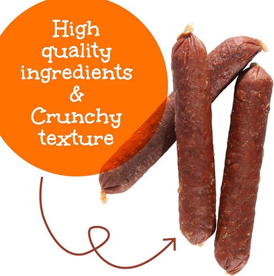 Happy Howie's Sausage Treats - Healthy Dog Treats, Flavorful Slow Cooked Beef, Natural Ingredients, Chewy Dog Treats, Hormone Free - Beef, (Pack of 1)