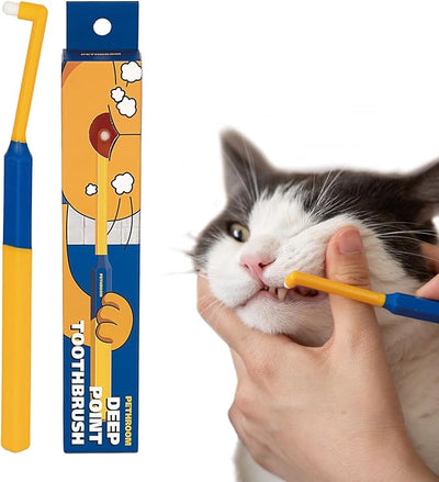 PETHROOM] Pet Toothbrush for Cats and Dogs | Round Shaped Head with Ultra Soft Bristle for Deep Cleaning Dental Care, Kitten and Small Dogs, Tartar Plaque Removal (Deep Point)
