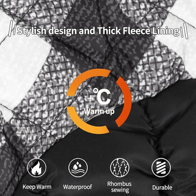 CuteBone Black Checkerboard Cozy Waterproof Thick Dog Winter Coat Doggie Jacket Warm Pet Clothes Comfortable Puffer Dog Vest for Medium Large Dogs with Harness Hole YRFN18L