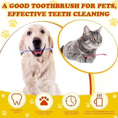 Nuenen 150 Count Dog Toothbrush Dual Headed Dental Brushes Puppy Tooth Brushing Kit Long Handle Toothbrush for Large and Small Dogs Cats Most Pets Teeth Cleaning Oral Care Supplies (Vibrant Color)