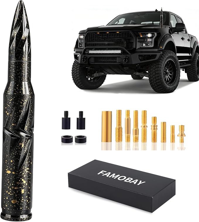 Famobay Stubby Bullet Antenna Car Truck Antenna Chevy Silverado & GMC Sierra Trucks Heavy Duty Pickup Trucks Accessories（5.5inch Iridescent Color）