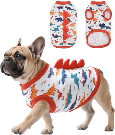 CuteBone Dinosaur Costume Dog Shirt, Stretchy Velvet T-Shirt Clothes for Small Dogs, Soft & Breathable Pet Tee Outfit Cat Apparel for Daily Wear, Cozy Pullover Design Puppy Fashion COSBX02M