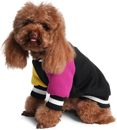 Cute Dog Sweater - Stretchy Dog Pullover Sweatshirt,Soft and Warm Winter Clothes for Boy & Girl Dogs,Suitable for Puppies & Adult Dogs (Black+Yellow+Purple, Large)