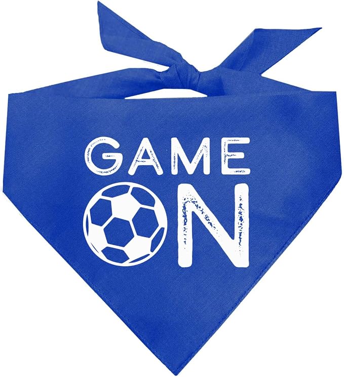 Game On Soccer Dog Bandana | 100% Cotton Adjustable Triangle | Made in USA | Soccer| Sports | Biggest Fan | Game Day | Royal, One Size (1073)