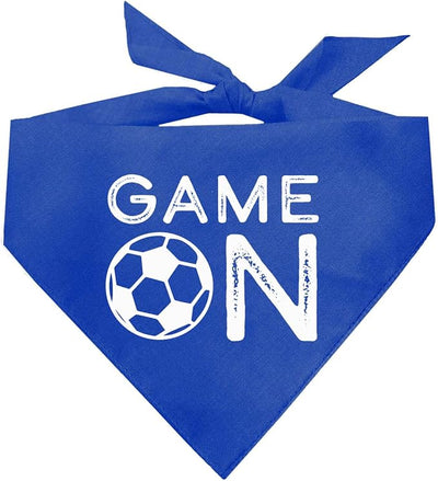 Game On Soccer Dog Bandana | 100% Cotton Adjustable Triangle | Made in USA | Soccer| Sports | Biggest Fan | Game Day | Royal, X-Small (1073)