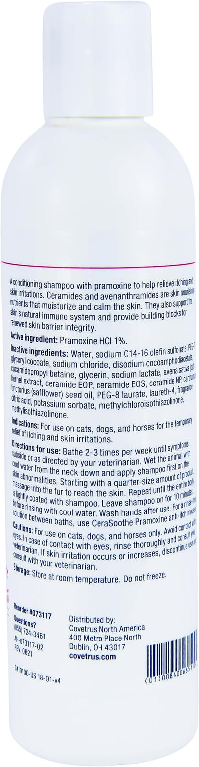 CeraSoothe Pramoxine Anti-Itch Shampoo for Dogs & Cats, Soothing Conditioning Cleanser for Itchy, Irritated Skin, 8 oz