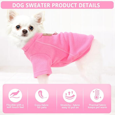 2 Pack Dog Sweaters with Leash Ring Fleece Dog Winter Clothes for Small Medium Dogs Girl Boy Turtleneck Pet Pullover Sweatshirt Puppy Sweaters Cat Apparel Clothing, M, Pink and Purple