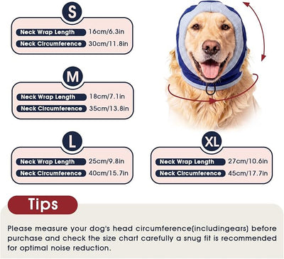 IECOii Dog Ear Cover Muffs for Dogs,Soft Calming Hood that Helps Dogs Feel More Comfortable During Fireworks,Thunderstorms, Grooming & Travel,Adjustable Dog Ear Wrap(Blue,XL)