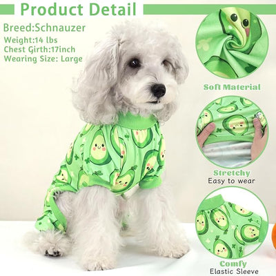 XPUDAC 4 Pack Dog Pajamas for Small Dogs Girl Boy Soft Stretchy Pjs Summer Puppy Clothes for Doggie Pet Outfits, Medium