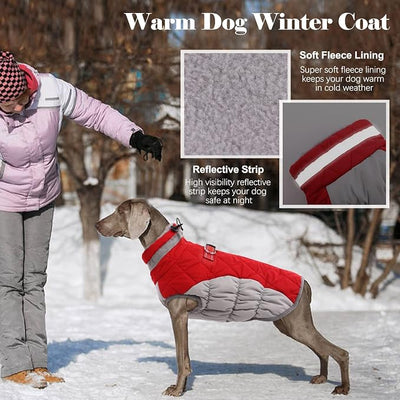 Lelepet Dog Coat Warm Dog Winter Coat Waterproof Dogs Jacket with Harness Built in Reflective Pet Fleece Vest Zip-Up Cold Weather Coats for Small Dogs Turtleneck & Windproof Coats Chihuahua Red XS