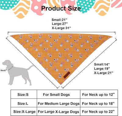 ADOGGYGO Easter Dog Bandanas, Bunny Egg Print Puppy Scarf, Premium Fabric, Adjustable Fit Happy Easter Bandanas for Small Dogs (Small)