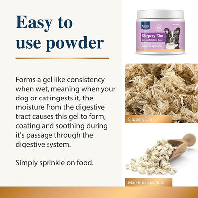 Slippery Elm & Marshmallow Root Powder 100g | 100% Natural Digestive Aid for Dogs | Soothing Support | Tree Barks Powder for Dogs & Cats | Tummy Settler Diarrhoea Relief