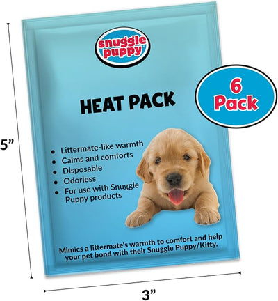 Snuggle Puppy Replacement Heat Packs for Dogs (6 Count) - Disposable Pet Comfort Warmers for Puppy Anxiety Relief - Odorless, Non-Toxic, All Natural - Fits All Snuggle Puppy Styles