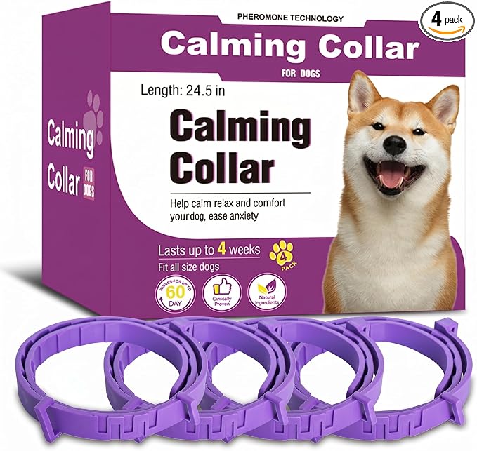 Calming Collar for Dogs 4 Pack – Pheromone Dog Anxiety Relief, Adjustable Silicone Collar, Separation Anxiety Relief for Dogs, Fits, Lasts 60 Days