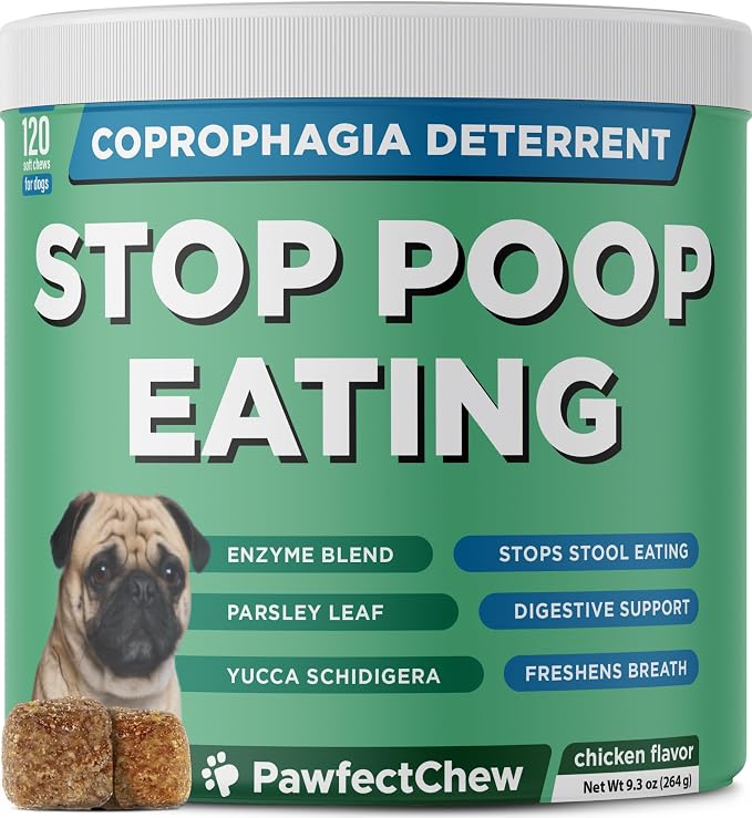 PAWFECTCHEW Stool Eating Deterrent for Dogs – No Poo Soft Chews with Probiotics & Digestive Enzymes – Supports Breath & Digestion – Made in USA – 120 Count