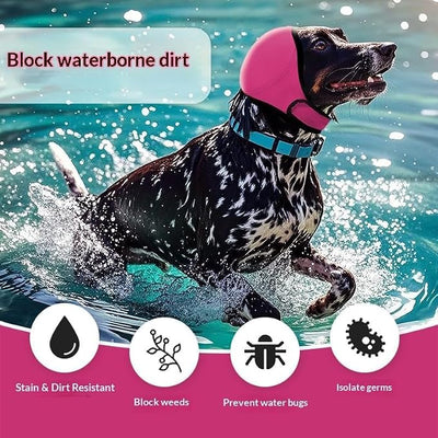 Zenpup Noise Cancelling Ear Wrap, Dog Ear Muffs Noise Protection Firework Thunder Vacuum, Elastic Dog Ear Wrap with Sound-Blocking Rubber Pads, No Shake, Adjustable (Rose red, Small)
