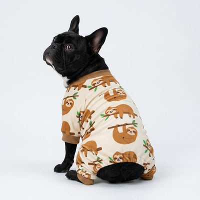 Fitwarm Sloth Dog Fleece Pajamas, Soft Winter Clothes for Small Dogs Boy Girl, Funny Pet Outfit, Brown, Cream, XS
