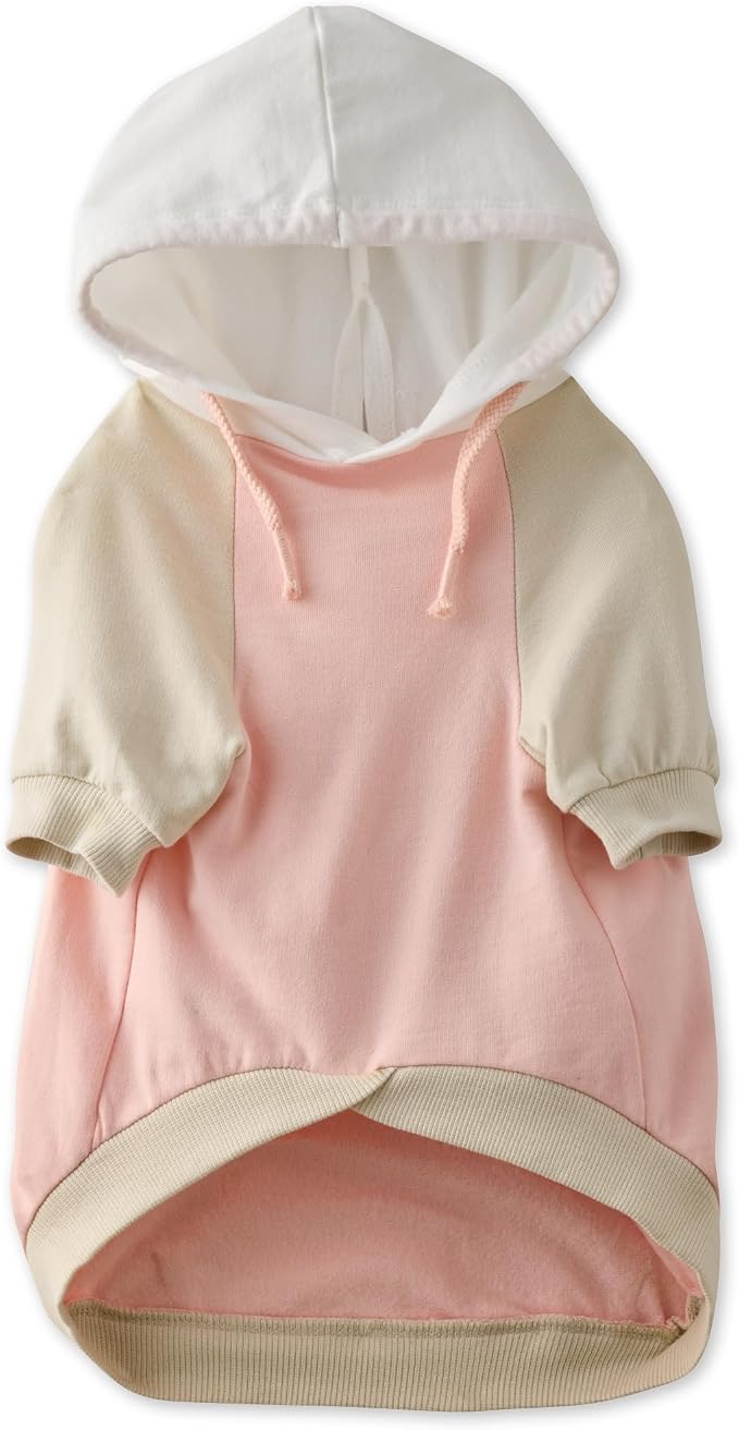 Pet Passion Rocky – The Original Lightweight Hooded Tee 100% Organic Cotton Dog Hoodie Pet Coat Sweater for All Sized Dogs, Original Pink Colorblock, X-Small (5-12 lbs)