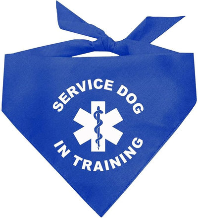 Service Dog in Training Dog Bandana | 100% Cotton Adjustable Triangle |Service Dog | Working Animal | Assistance |Royal, X-Small (289)