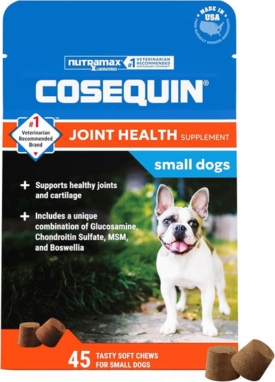 Nutramax Cosequin Minis Joint Health Supplement for Small Dogs - With Glucosamine and Chondroitin, Plus Boswellia, 45 Soft Chews