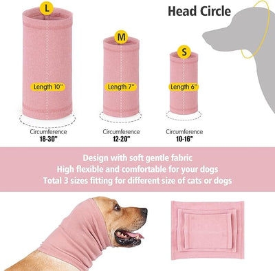 Meifsou Calming Hoodie for Dogs - Stretchy Dog Ear Cover, No Shake Anxiety Head Wrap Quiet Ears, Pet Snoods for Thunder, Lightning, Fireworks, Vet Visits, Grooming, Rabbit Plush Fabric, Pink M