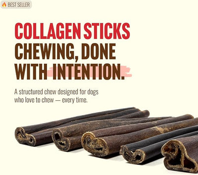 Natural Farm Peanut Butter Flavor Collagen Sticks for Dogs (6 Inch, 15 Pack), Long-Lasting Beef Collagen Sticks, Rawhide Alternative Chews with Chondroitin & Glucosamine, Low-Fat Dental Treats