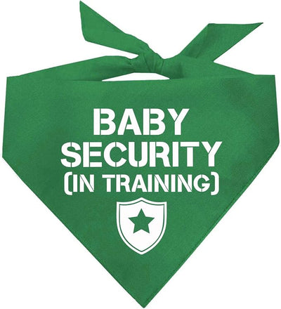 Baby Security in Training Dog Bandana | 100% Cotton Adjustable Triangle | Made in USA | New Baby | Pregnancy Announcement Photoshoot Prop | Gender Reveal | Green One Size (223)
