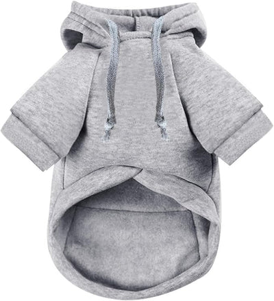 Jecikelon Dog Hoodies for Small Dogs with Zipper Pocket, Soft Fleece Puppy Clothes with Rope Hat, Warm Winter Outfits Cold Weather Coats, Cute Sweatshirt Chihuahua Costume (Medium, Y02-Grey)