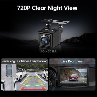 ATOTOZONE AC-HD03LR 720P Rearview Backup Camera with 180° Wide-Angle,VSV (Virtual Surround-View),Live Rear View,Clear Night Vision,IP67 Waterproof,Compatible with A6PF/A6PL/S8（Excluding S8 UN/MS/Gen4）