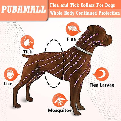 Flea Collar for Dogs, 2 Pack Collar for Dogs, 12 Months Protection, Waterproof, Adjustable One Size Fits All, Dark Orange