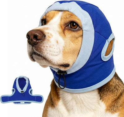 IECOii Dog Ear Cover Muffs for Dogs,Adjustable Dog Ear Wrap(Blue,M) | Soft Calming Hood That Helps Dogs Feel More Comfortable During Fireworks,Thunderstorms,Grooming & Travel