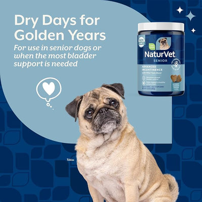 NaturVet Senior Advanced Incontinence Dog Supplement – Helps Support Dog’s Bladder Control, Normal Urination – Includes Synergistic Blend of Botanicals – 120 Ct. Soft Chews