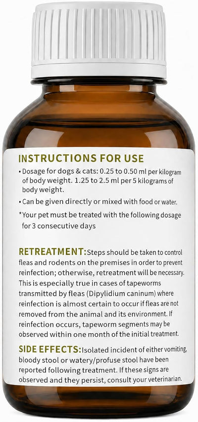 4-Way Dog and Cat Dewormer Liquid (Praziquantel/Pyrantel Pamoate/Febantel), Broad Spectrum Dewormer for Small Dogs and Cats, 2–25 lb