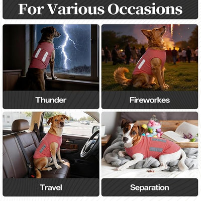 Dog Anxiety Calming Vest, Gentle Compression Anxiety Suit for Dogs, Breathable Dog Calming Wrap for Separation Anxiety, Thunder, Fireworks, Vet Visits, Pink XS