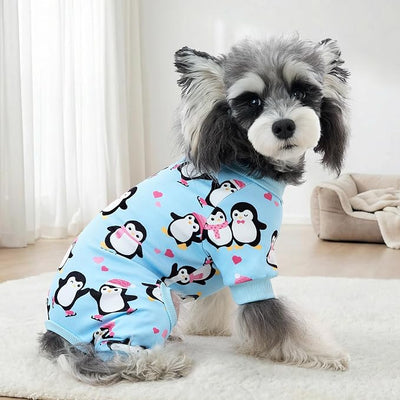 XPUDAC 4 Pack Dog Pajamas Cute Dog Clothes for Small Medium Dogs Boy Stretchy Soft Pjs Jammies Outfit Puppy Onesies for Winter, S