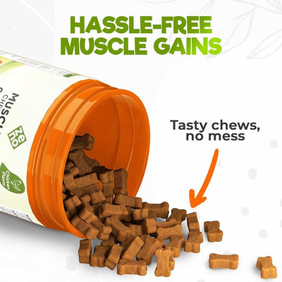 ZENO 11-in-1 Muscle Gain Chews - Weight Gain Supplements for Dogs with High Protein & Amino Acids - Premium Muscle Builder for Bully & All Breeds - Healthy for Puppies - 150 Chews - Chicken