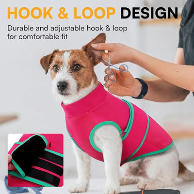 Queenmore Breathable Dog Anxiety Calming Vest,Adjustable &Lightweight Dog Calming Shirt for Thunder,Fireworks,Separation,Dogs Stress and Anxiety Relief Coat,Compression Shirt for Large Dogs,Rosered,L