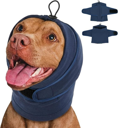 MIGOHI XL Ear Muffs for Dogs Noise, Breathable No Shake Ear Wrap for Hematoma, Dog Calming Hoodie for Thunderstorms Bath Grooming Car Rides, Ears Protection for Large Dogs German Shepherds, Blue XL